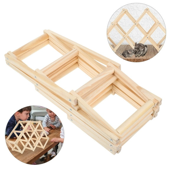 OULII Wooden Hamster Climbing Ladder Rat Climbing Toy Natural Wood Hanging Ladder For Hamster Rats Mouse Guinea Pig Chinchilla Wooden Hideout Toy