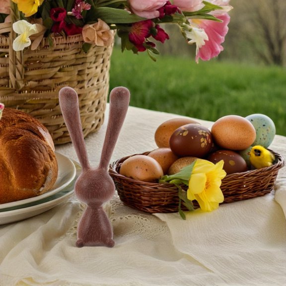 OULII Adorable Brown Bunny Sculpture Cliff Cedar Meticulously Crafted for Cozy Home Decor