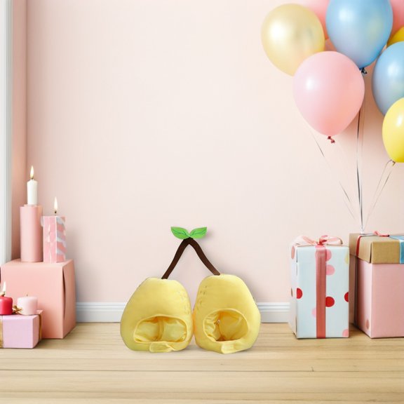 OULII Yellow Plush Pear Hat Double Head Design for Party Games and Fun Dress Up Events