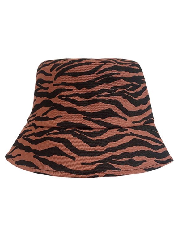 Zebra Stripe Black Bucket Hat Fisherman Style Collapsible Sun Hat for Beach Outdoor Use