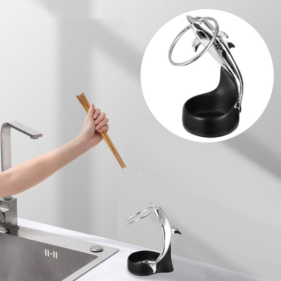 OULII Zinc Alloy Flatware Holder with Dolphin Design for Kitchen Tableware Storage Silver