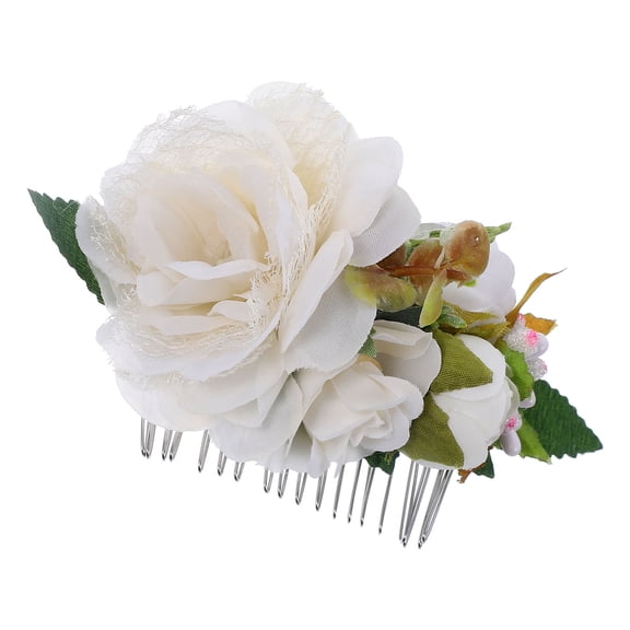 OULII Bridal Hair Comb with Silk Flower Decorative Hair Clip for Weddings, 1 Piece