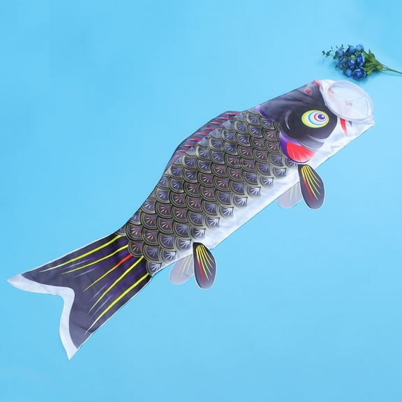 OULII Party Decor Japanese Style Carp Shape Flag Made of Satin for Wall Window Decoration