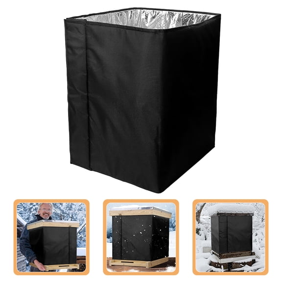 OULII Black Oxford Cloth Beehive Cover, Warm Protective Winter Wrap for Garden Hive Insulation