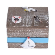 OULII Brown Wooden Treasure Chest for Jewelry and Keepsakes Coastal Decor