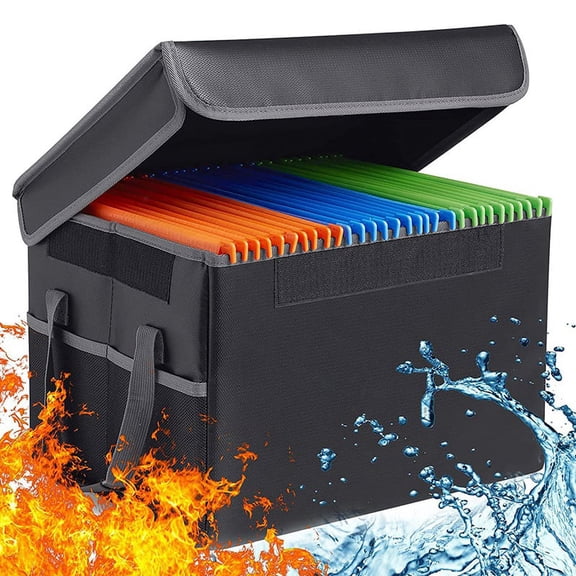 OUMIFA Fireproof File Box File Storage Box, Black