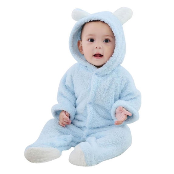 OUMY Newborn Baby Infant Boy Girl Fleece Romper Hooded Jumpsuit Bodysuit Outfits Clothes