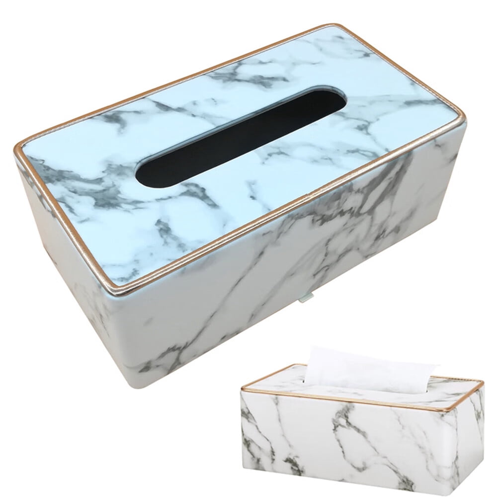 OUNAMIO Bathroom Vanity Tissue Box Holder - PU Leather Square Organizer ...