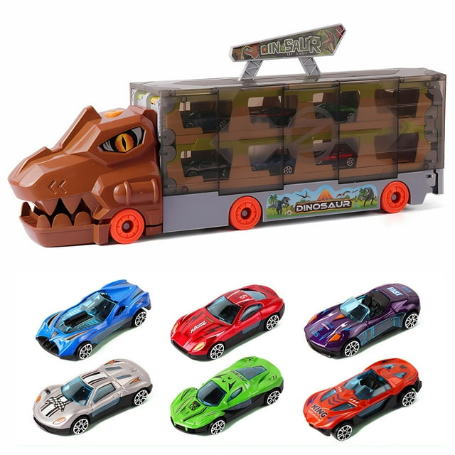 Car Carrier Truck Toy with Ejection Race Track - 6 Alloy Cars - Ages 3 ...