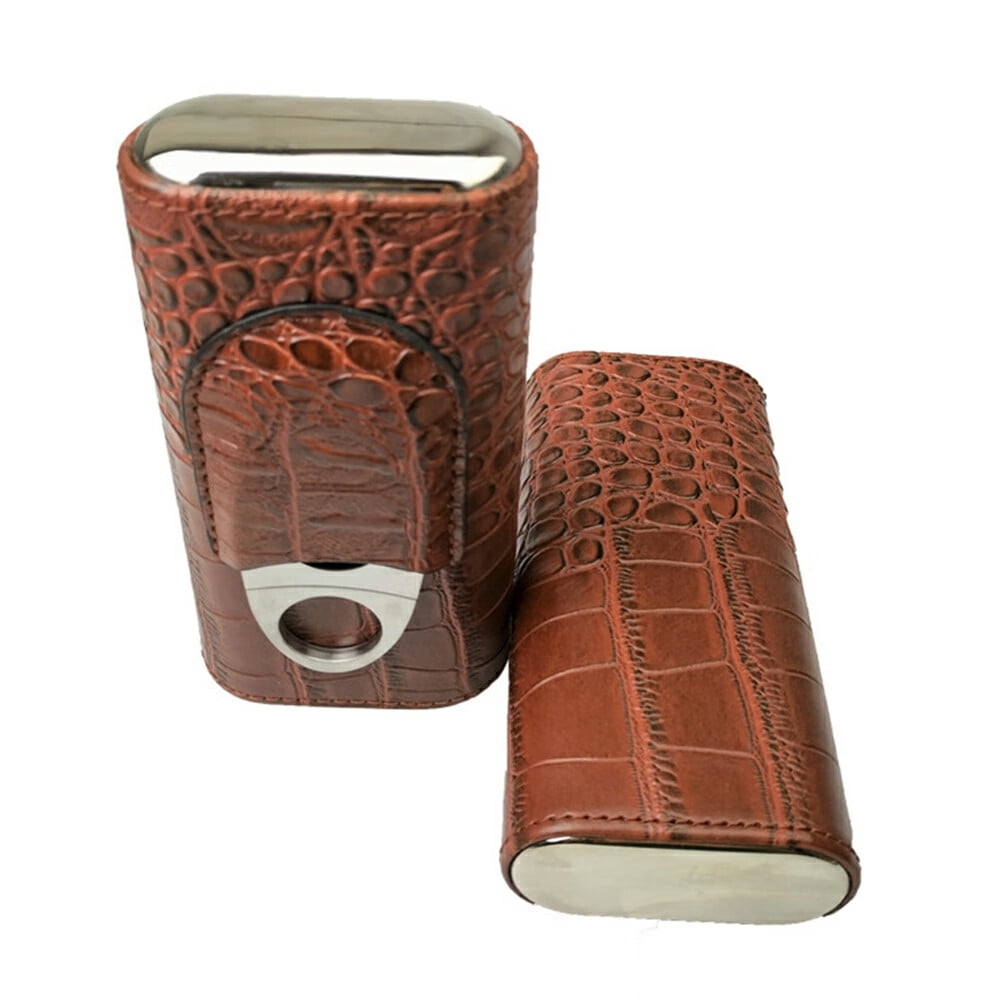 OUNAMIO Leather Cigar Case wiht Box, Portable Travel Humidors for