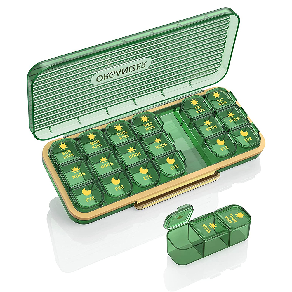 OUNAMIO Weekly (7Day) Pill Organizer, 3 Times A Day, Vitamin Case