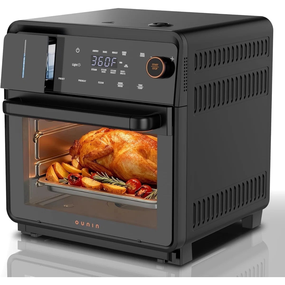OUNIN Air Fryer Toaster Oven Combo 16 QT 11-in-1 Countertop Convection Steam Oven with Bake Roast Dehydrate Dual Cook Self-Cleaning
