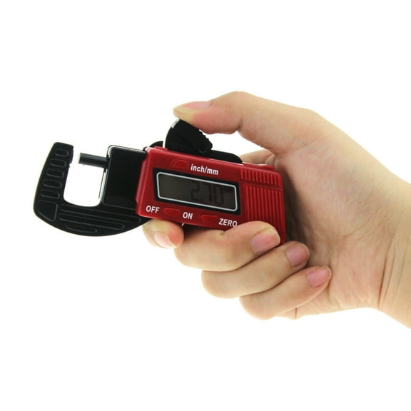 OUNONA 0.5" Mini Portable Digital Thickness Caliper Micrometer Thickness Gauge Measurement Tool (Red)