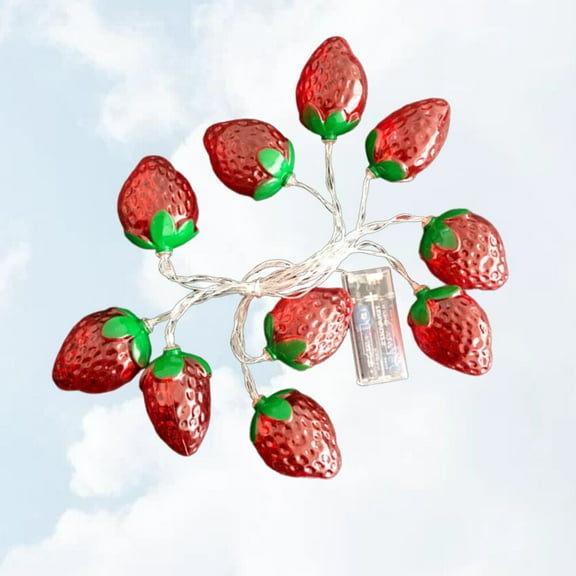 OUNONA 1.5M Creative String Light Adorable Strawberry String Lights Decorative LED Lamp for Party Wedding Home (1.5M 10 Bulb)