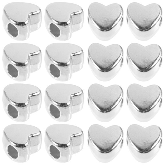 OUNONA 1 Heart Beads Silver Plastic Electroplating for Making Accessories and DIY Lovers