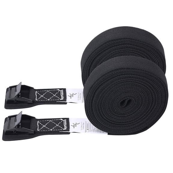 OUNONA 1 Pair 12Ft Black Binding Straps for Car Roof Rack Tie Down, Cargo, Luggage, Kayak, Surfboard Bundling Belt