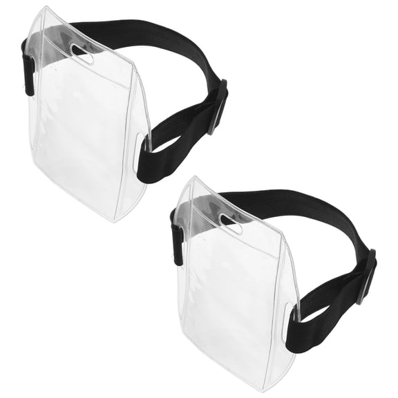 OUNONA 1 Pair Arm Badge Holder Armband Id Badge Holder Visibility Pvc With Adjustable Belt Elastic Armband Clear Name Tag For Work Pass Postcards