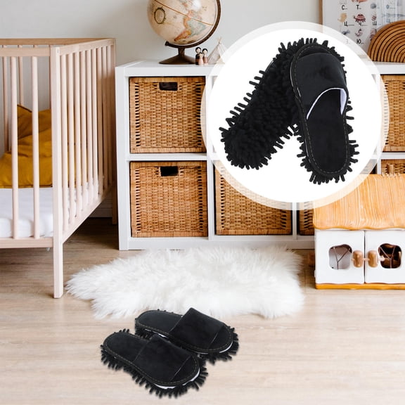 OUNONA 1Pair Mopping Shoes for Indoor Use with Chenille Dust Mop Bottom and Comfortable Wear