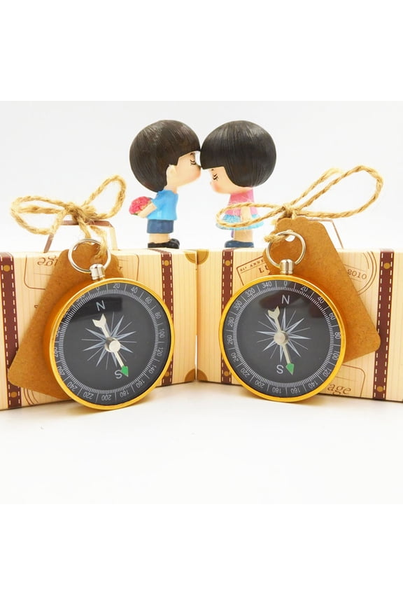 1 Pair Gold Aluminum Alloy Mini Keychain Compass Portable Hiking Compass Survival Compass For Outdoor
