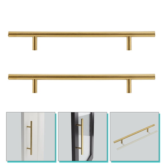 OUNONA 1 Pair Golden Cabinet Puller Simple Wardrobe Handle Steel Door Pull Handle