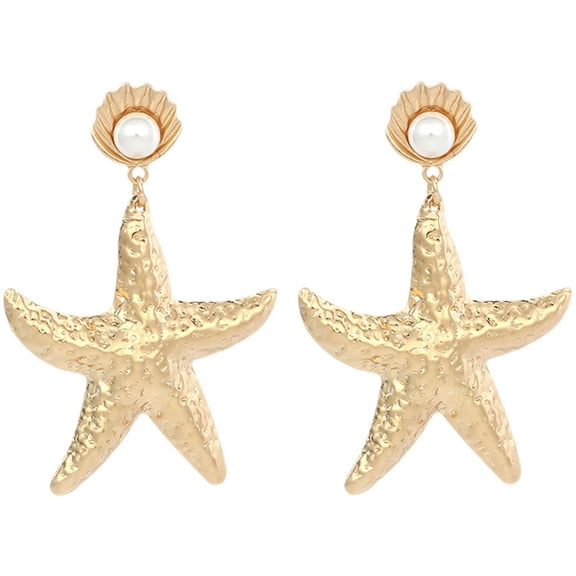 OUNONA 1 Pair Ocean Alloy Beach Earrings for Women Lightweight Stylish Jewelry Accessories