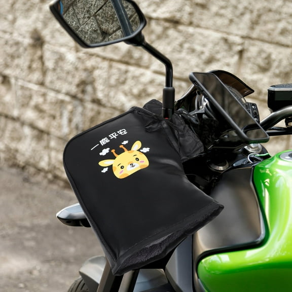 OUNONA 1 Pair PU ATV Gloves Warm Motorcycle Gloves With Plush Lining Windproof Waterproof Handlebar Mitts Fleece Snowmobile Handlebar Gloves For Cold Weather Riding For Scooters And ATVs