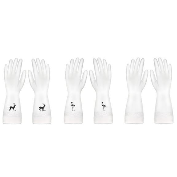 OUNONA White PVC Kitchen Gloves for Cleaning and Dishwashing Protect Hands from Water and Dirt Size L Random Pattern