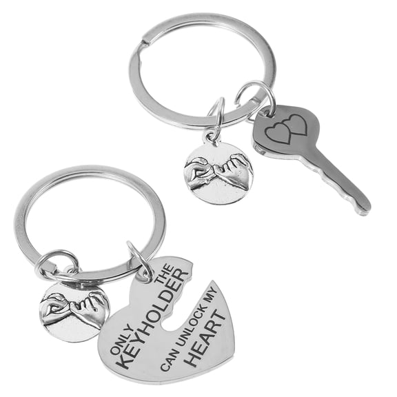 OUNONA 1 Pair Stainless Steel Couple Keychains Heart Keychain Pendant Keychain Heart Key Keychain