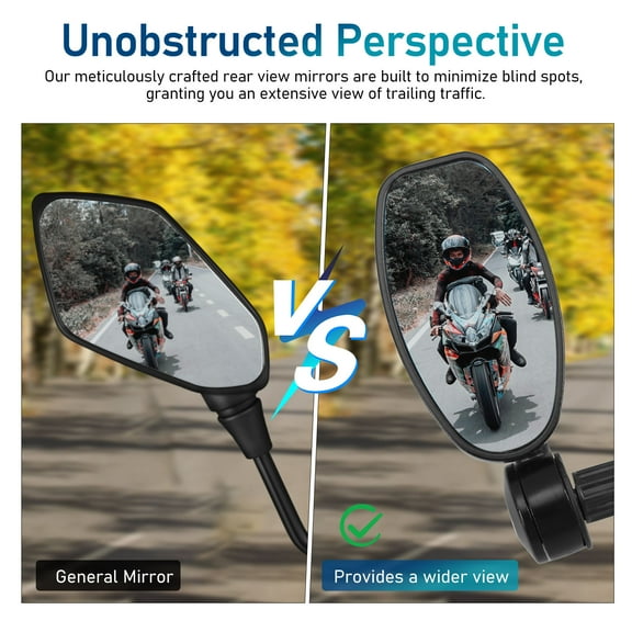 OUNONA 1 Pair Universal Motorcycle Rear View Mirrors Aluminum Handlebar Mirrors Bikes Reversing Mirrors for Snowmobiles