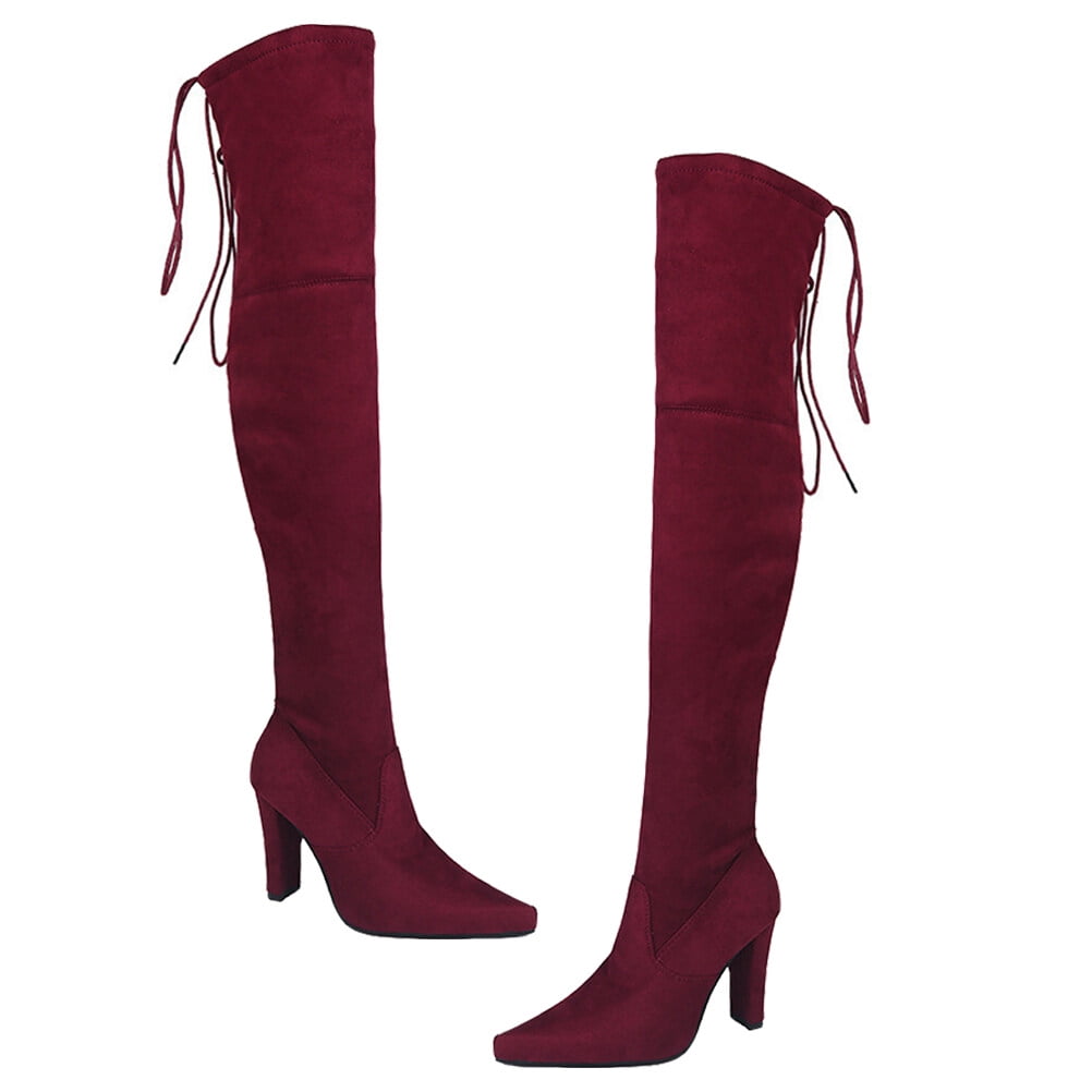 OUNONA 1 Pair Woman Pointy Thigh High Boots Woman Thick High Heel Boots