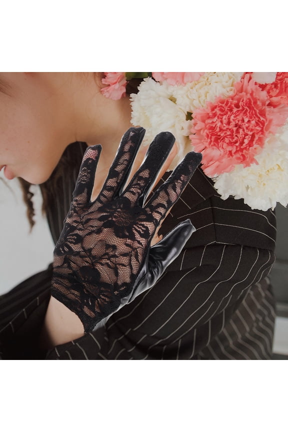 Lace Gloves Metal Punk Style Short Design For Party Wedding 1 Pair