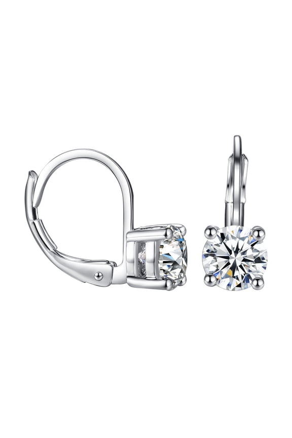 1 Pair Women's Four Claws Transparent Round Earrings with Cubic Zirconia for Wedding, Engagement, and Special Occasions