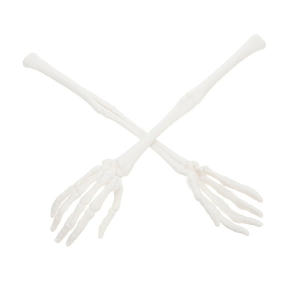 OUNONA 1Pair White Plastic Skeleton Hand Decor Realistic Haunted House Prop
