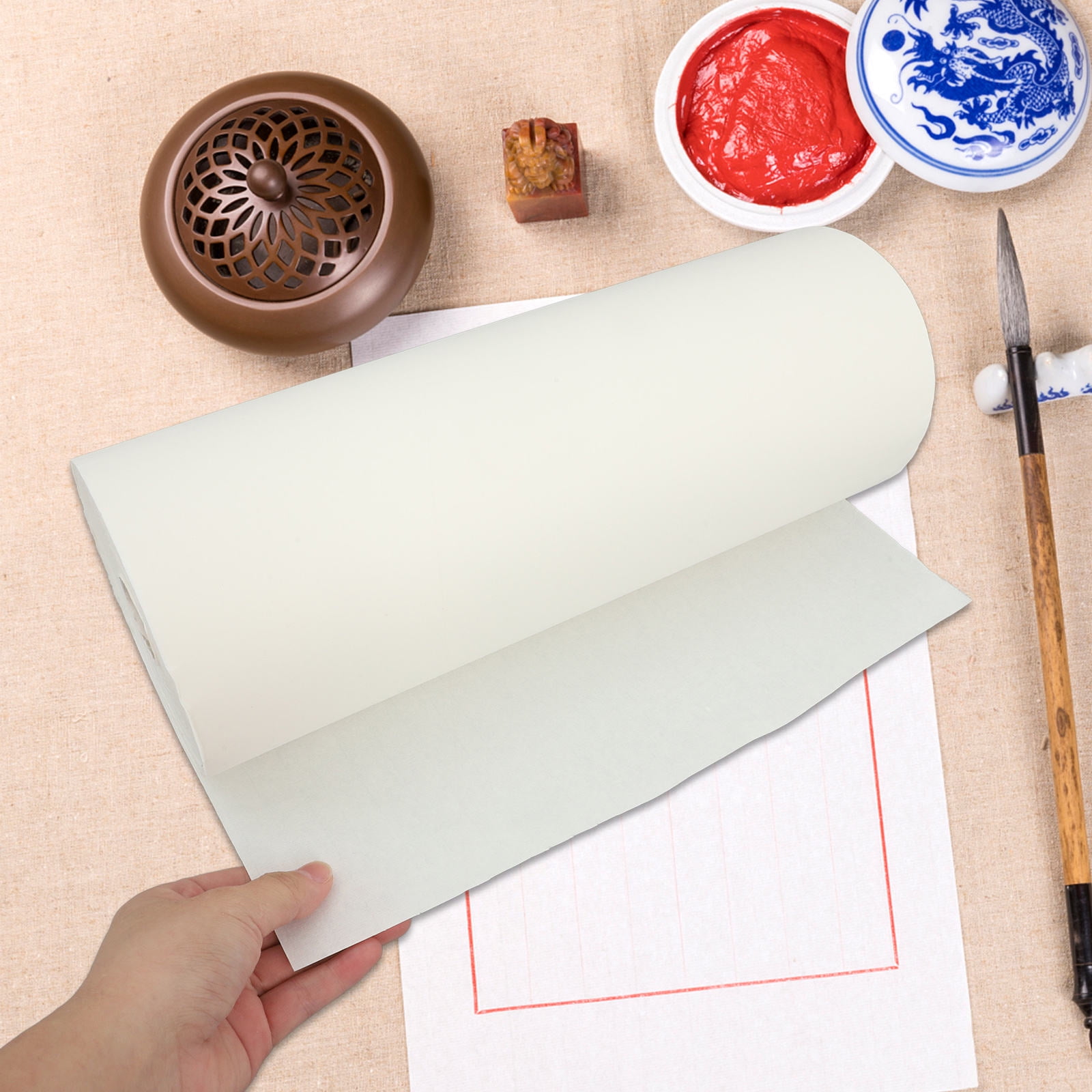 OUNONA 1 Roll Thick White Craft Paper for Calligraphy and Painting 35cmx100m Large Drawing Paper