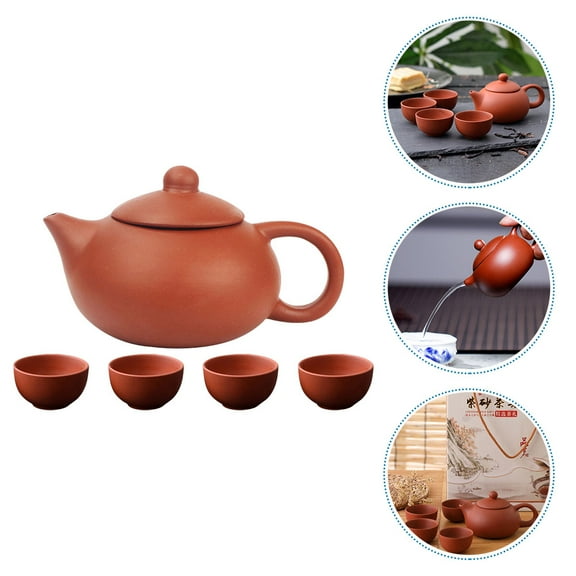Homoyoyo 1Set Dark Red Ceramic Zisha Tea Set with Teapot and Cup for Home Tea Service