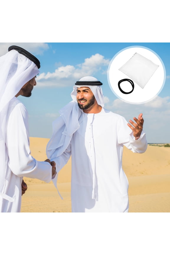 OUNONA 1 Set Arab Shemagh Muslim Head Wrap Scarf Desert Headwear with Rope Halloween Party Costume Accessories