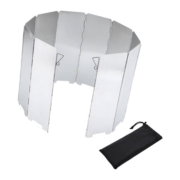 OUNONA Outdoor Stove Windscreen 1 Set Aluminum Alloy Silver Wind Blocker for BBQ Cooking