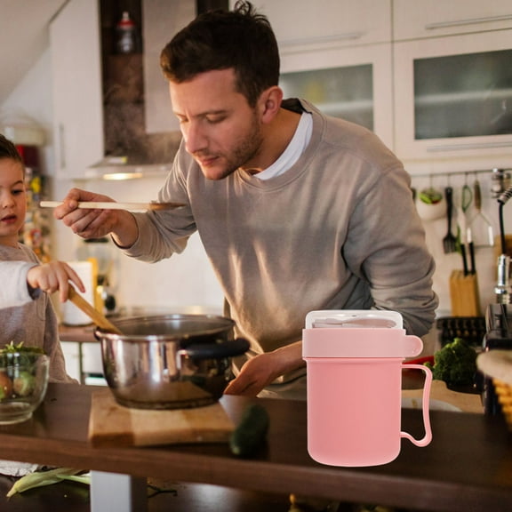 DRAFIDEEP Cereal Cup Pink PP 1 Set 5.5x3.7In Home Use Breakfast Time Microwave Safe