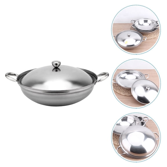 OUNONA Stainless Steel Cooking Pot Set with Lid for Hot Pot, Soup, Stew, and Everyday Kitchen Use