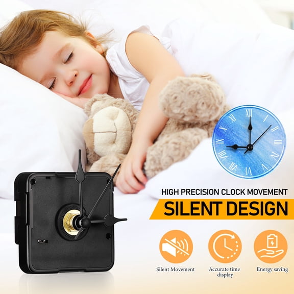 OUNONA Battery Operated Clock Works Replacement Kit Plastic Black 1 Set