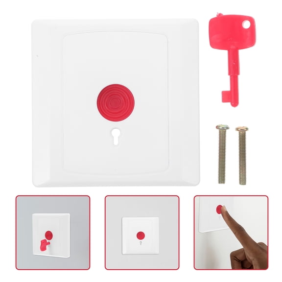 OUNONA 1 Set Emergency Disconnect Button with Key Manual Pushbutton Tool Fire and Security Switch Box Red Button Box for Alarm  Emergency Stop Device