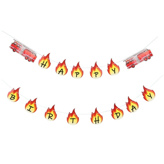CATIEBYE Birthday Banner Fire Truck Theme Red for Festive Party Decorations