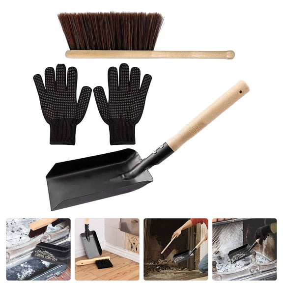 OUNONA 1 Set Fireplace Cleaning Set Modern Fireplace Tools Wood for Easy to Store Indoor Fireplace Use