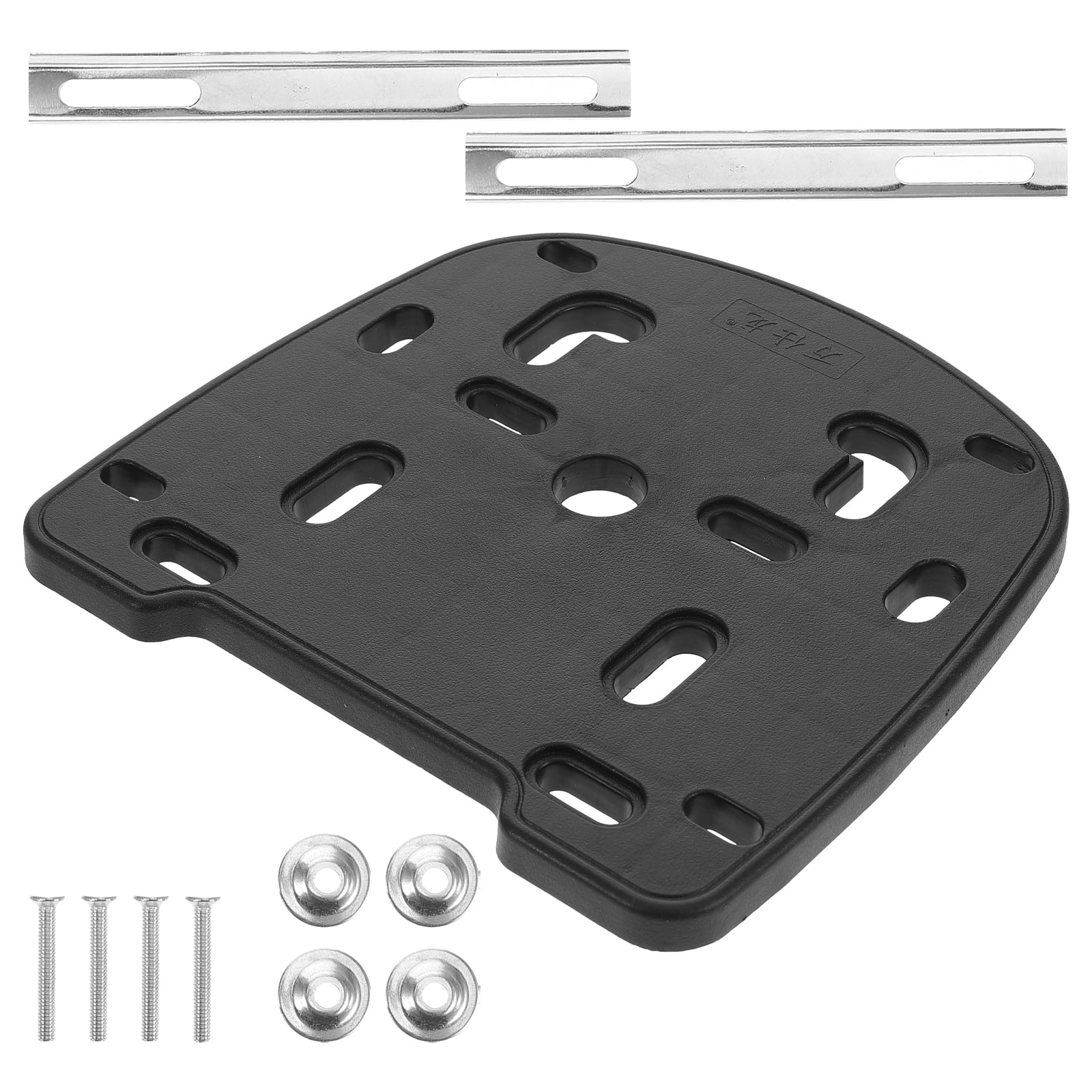 OUNONA 1 Set Flat Mount Fitting Adapter for Motorcycle Rear Luggage Rack Trunk Tail Box Top Cases Holder Shelf Quick Release Stamping Bottom Base with Screws
