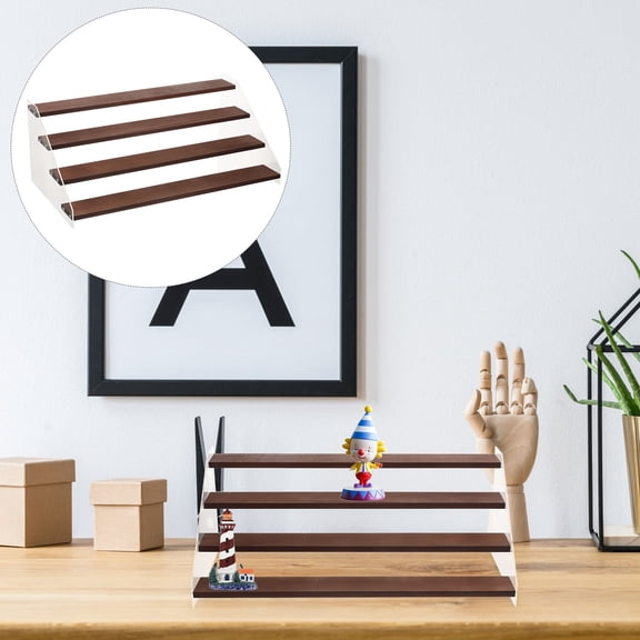 IFANLANDOR Action Figure Shelf Acrylic Wood 1 Set 15.7X8.5X6.1In