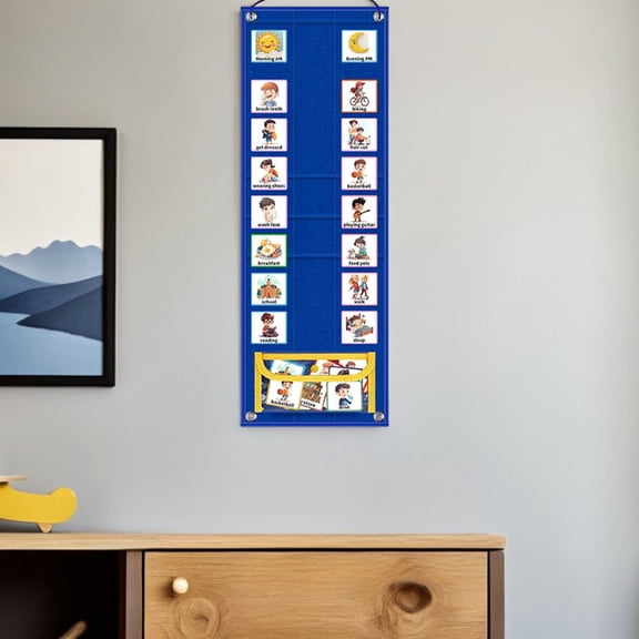 OUNONA 1 Set Pocket Visual Schedule Chart Cloth Chore Management Visual Learning Aid For Students