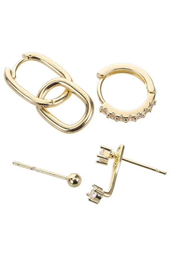 1 Set Small Interlocking Paperclip Earrings for Women, Rhinestone Dangle Hoops, Perfect for Multiple Piercings