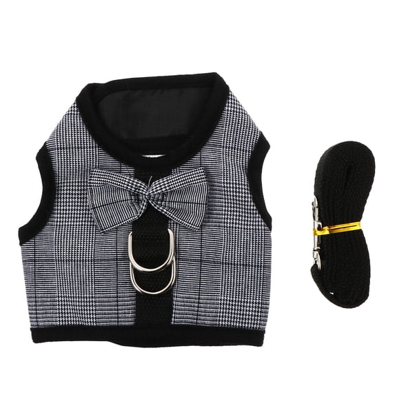OUNONA 1Set Small Animal Harness Leash Black Vest Style Stylish Breathable Harness for Outdoor Pets