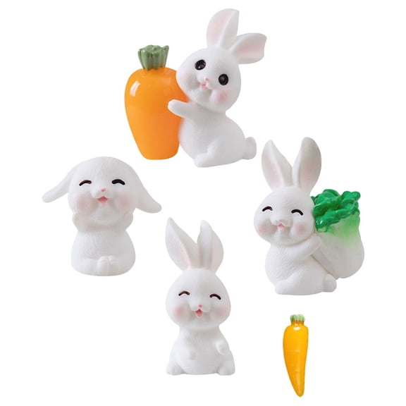 OUNONA 1 Set Tiny Rabbit Figurines Easter Bunny Ornament DIY Micro Landscape Ornament