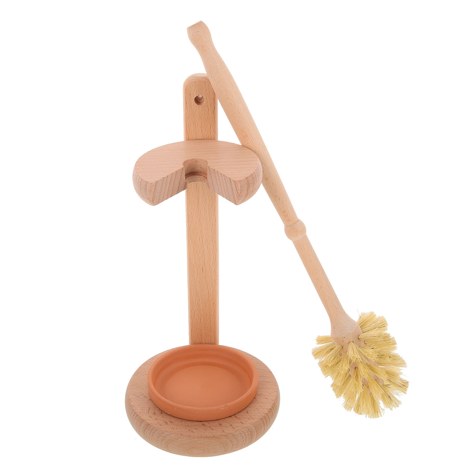 NUOLUX Khaki Toilet Brush with Holder for Home Use Soft Bristle Long Handle Practical Bathroom Accessories